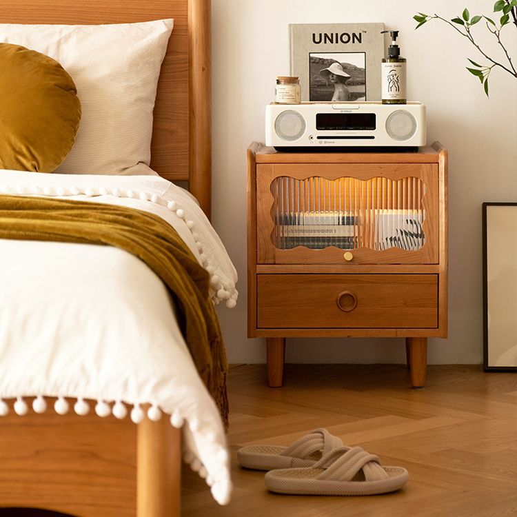 Natural Wood Bedside Table