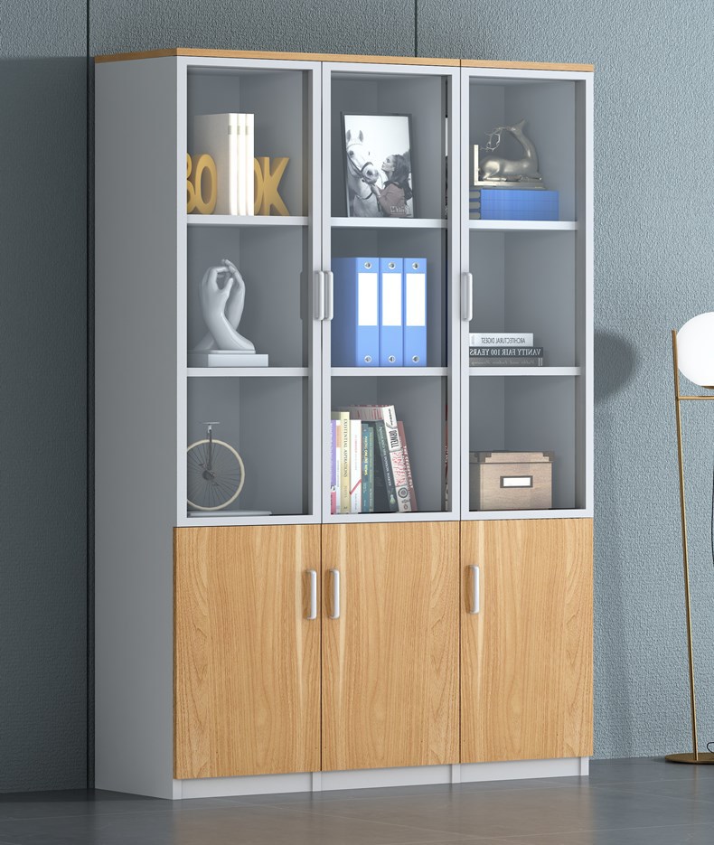 Solid Wood Bookcase with Doors