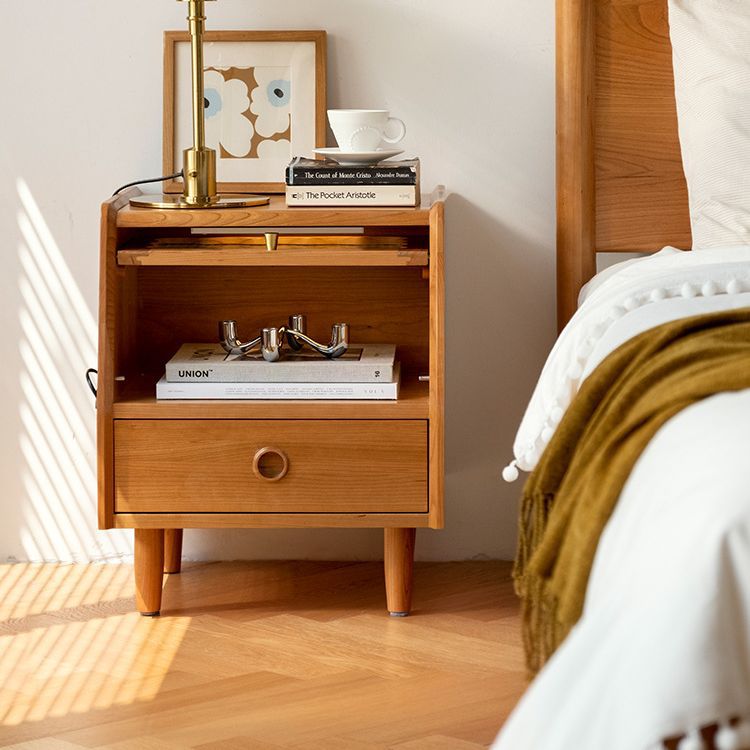 Natural Wood Bedside Table
